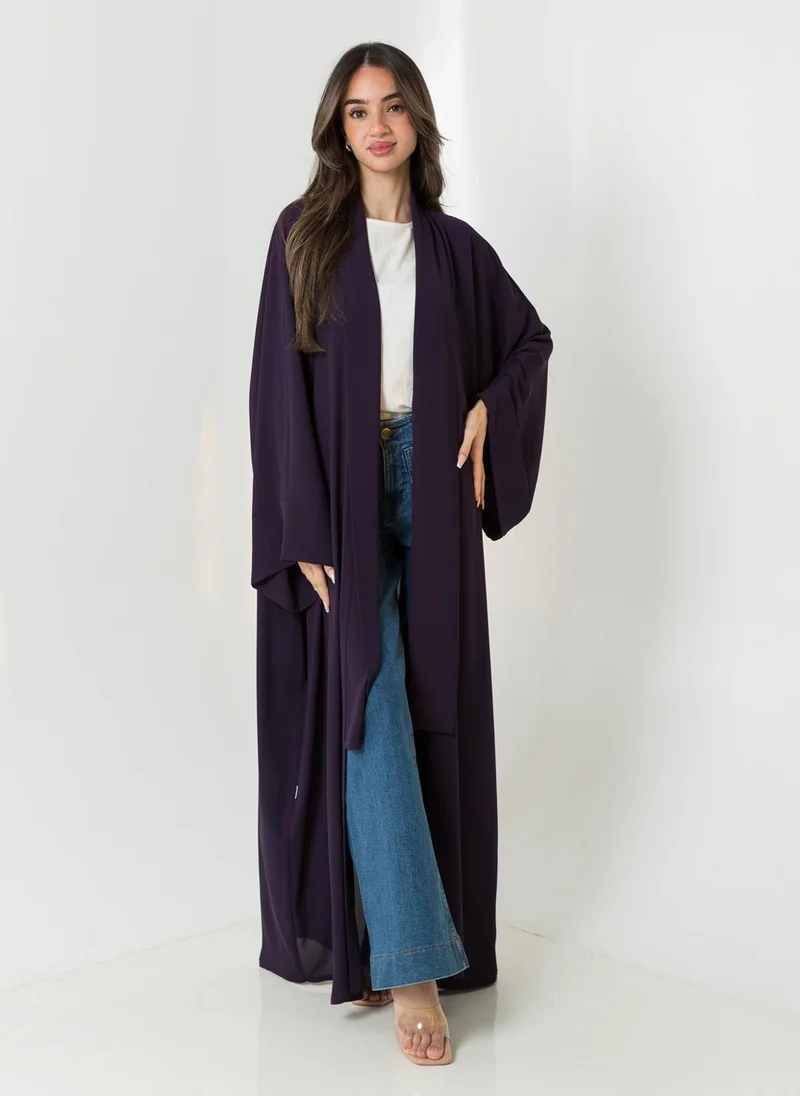 Kaafmeem Mauve on Mauve Flowstyle Abaya