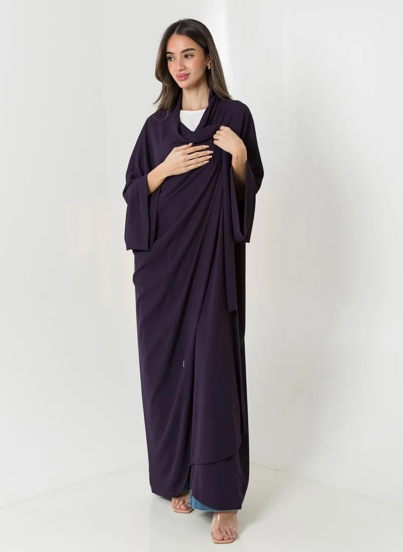 Kaafmeem Mauve on Mauve Flowstyle Abaya