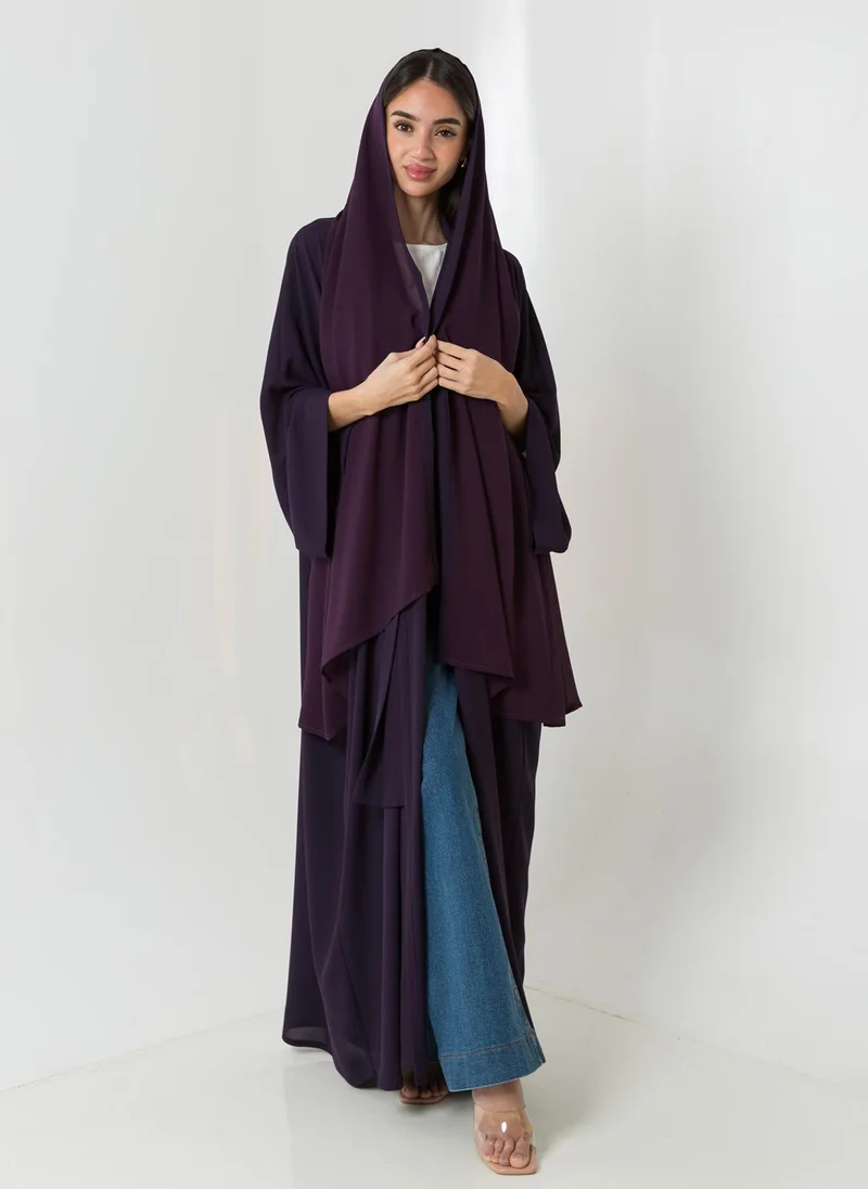 Kaafmeem Mauve on Mauve Flowstyle Abaya