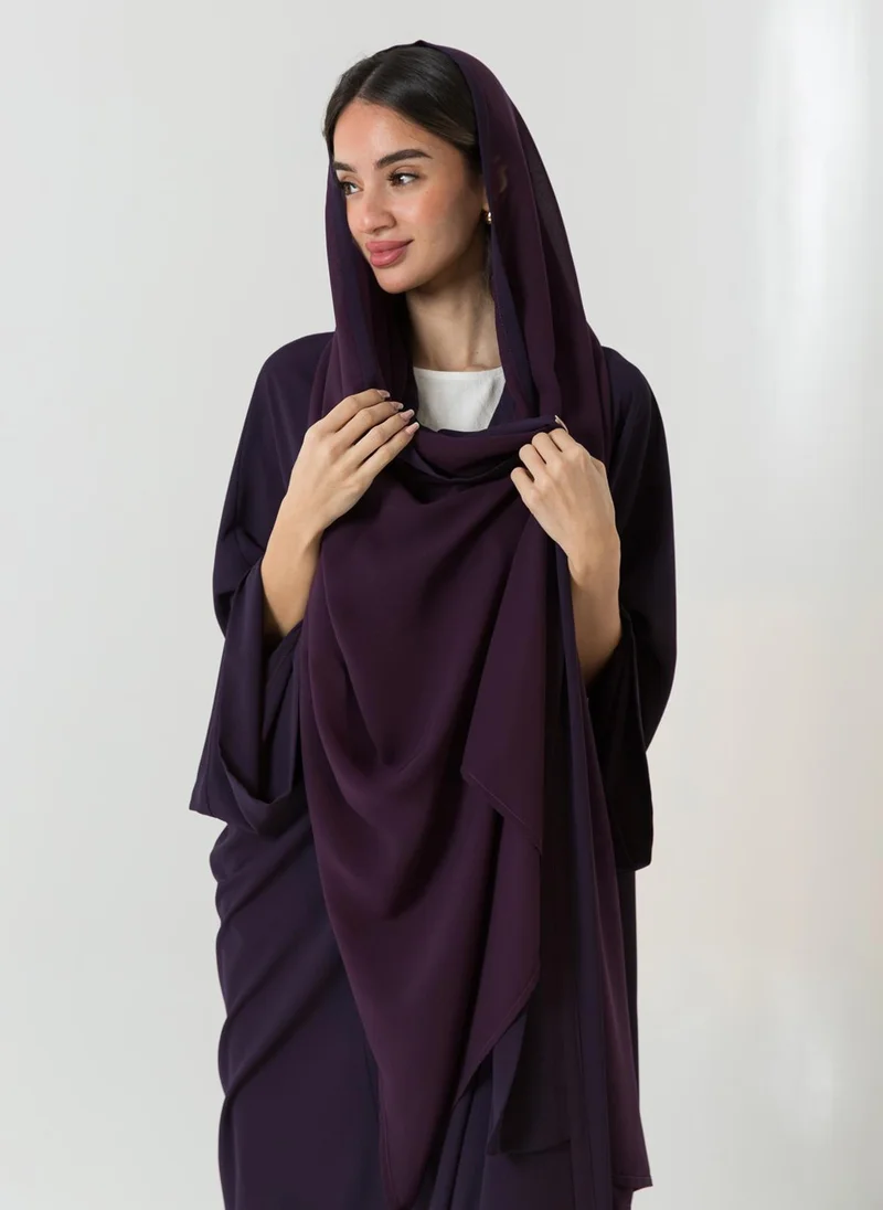 Kaafmeem Mauve on Mauve Flowstyle Abaya