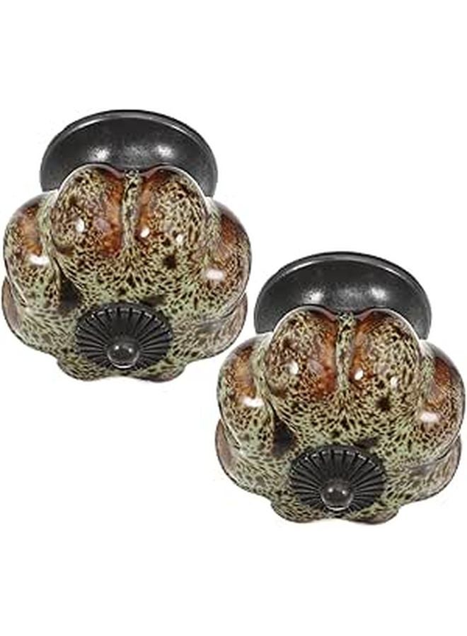 Leopard Print Ceramic Cabinet Knobs 2 Pack Vintage Kitchen Drawer Wardrobe Handles - Image 1