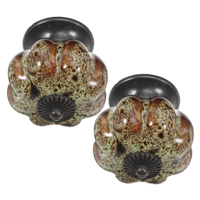 Leopard Print Ceramic Cabinet Knobs 2 Pack Vintage Kitchen Drawer Wardrobe Handles - Image 2