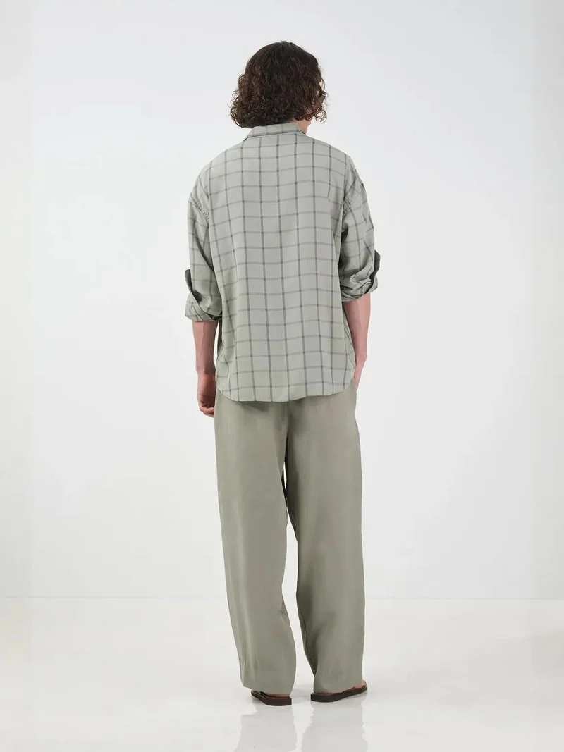 Giesto Sage Green GIESTO Oversized Plaid Poplin Shirt for Men | Best Price UAE