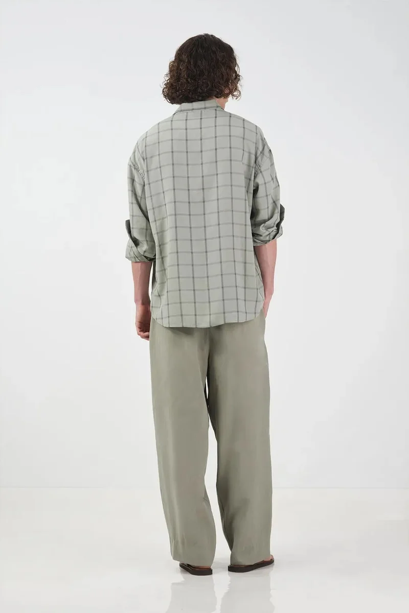 Giesto Sage Green GIESTO Oversized Plaid Poplin Shirt for Men | Best Price UAE