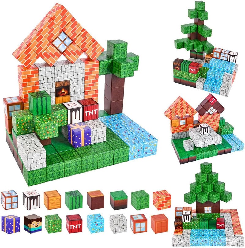 ECVV 108PCS Magnetic Blocks Magnetic Building Cube Game STEM Montessori Stacking Toy Kids Build Cubes Sensory Magnet Constructions Toys for Christmas Birthday Gifts for Boys & Girls Ages 3+ - Image 1