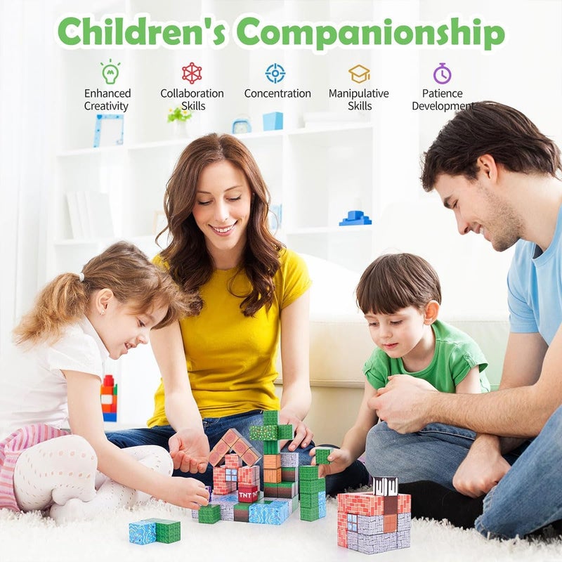 ECVV 108PCS Magnetic Blocks Magnetic Building Cube Game STEM Montessori Stacking Toy Kids Build Cubes Sensory Magnet Constructions Toys for Christmas Birthday Gifts for Boys & Girls Ages 3+ - Image 4