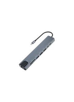 Generic 8-in-1 USB Hub with 4K HDMI, Ethernet, MicroSD/SD Card Reader, Type-C Data & PD Charging for Laptop, Mac, PC (Grey)  - Image 1