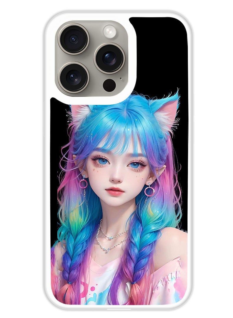 Theodor Protective Case Cover For APPLE IPHONE 15 Pro Max Girl 1 (White Bumper) - Image 1