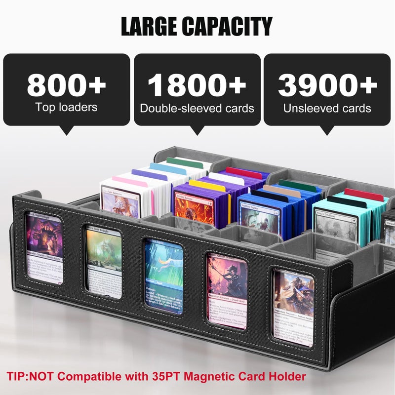 Kabinka Trading Card Storage Box with Commander Display, 5-Row Deck Case with Removable Lid; 3900+ Card Organizer for MTG TCG PTCG Sports Card, Top Loaders Storage Box (Black) - Image 2