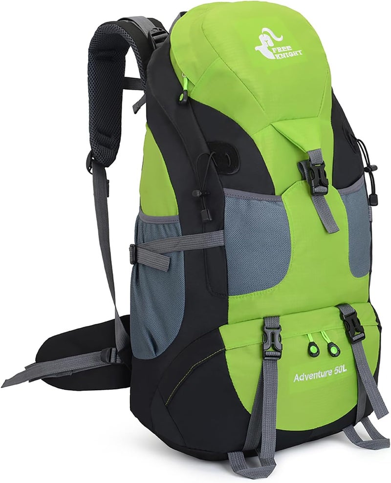 Bseash 50L Hiking Backpack, Water Resistant Lightweight Outdoor Sport Daypack Travel Bag for Camping Climbing Skiing Cycling (Green - No Shoe Compartment) - Image 1