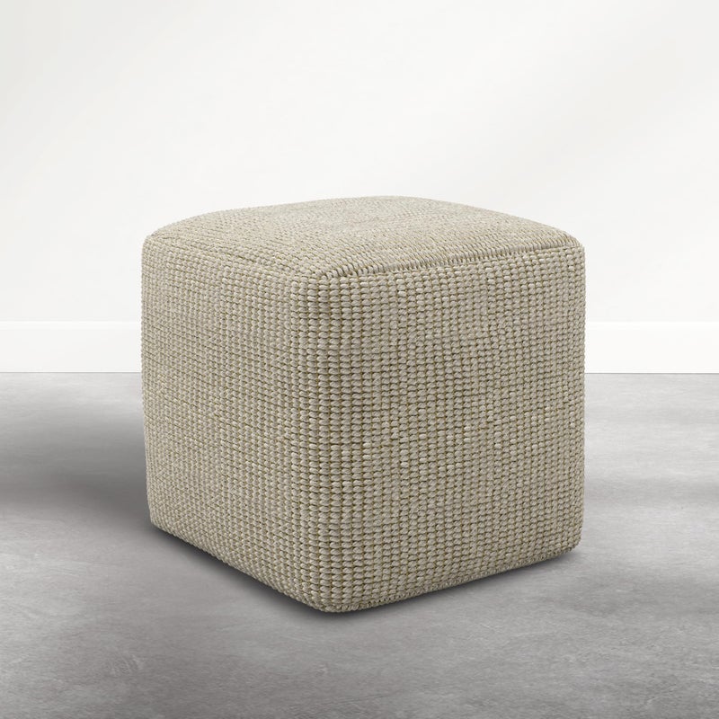 Simpli Home SIMPLIHOME Zelma Square Pouf â€“ 18 inch Wide Upholstered PET Polyester Ottoman in Dune Beige, Boho Indoor/Outdoor Footstool or Extra Seating for Living Room or Patio, Assembled - Image 3