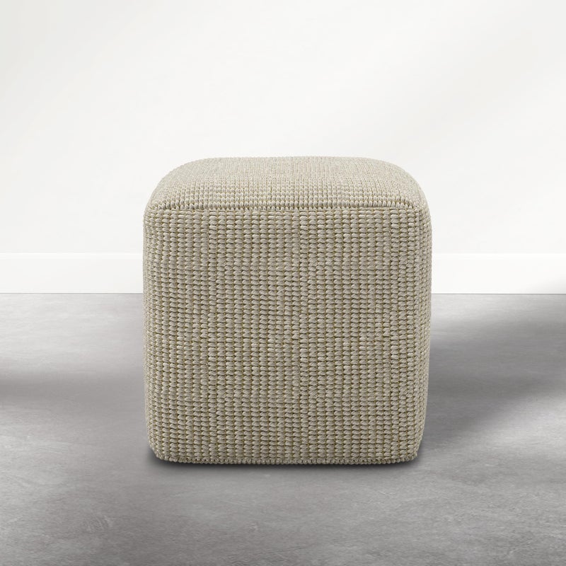 Simpli Home SIMPLIHOME Zelma Square Pouf â€“ 18 inch Wide Upholstered PET Polyester Ottoman in Dune Beige, Boho Indoor/Outdoor Footstool or Extra Seating for Living Room or Patio, Assembled - Image 4
