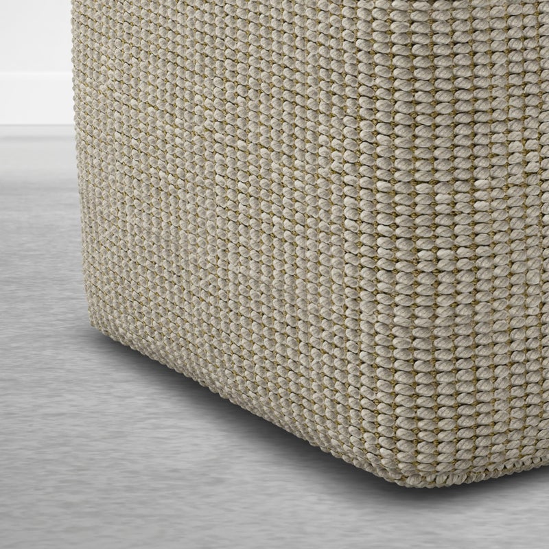 Simpli Home SIMPLIHOME Zelma Square Pouf â€“ 18 inch Wide Upholstered PET Polyester Ottoman in Dune Beige, Boho Indoor/Outdoor Footstool or Extra Seating for Living Room or Patio, Assembled - Image 5