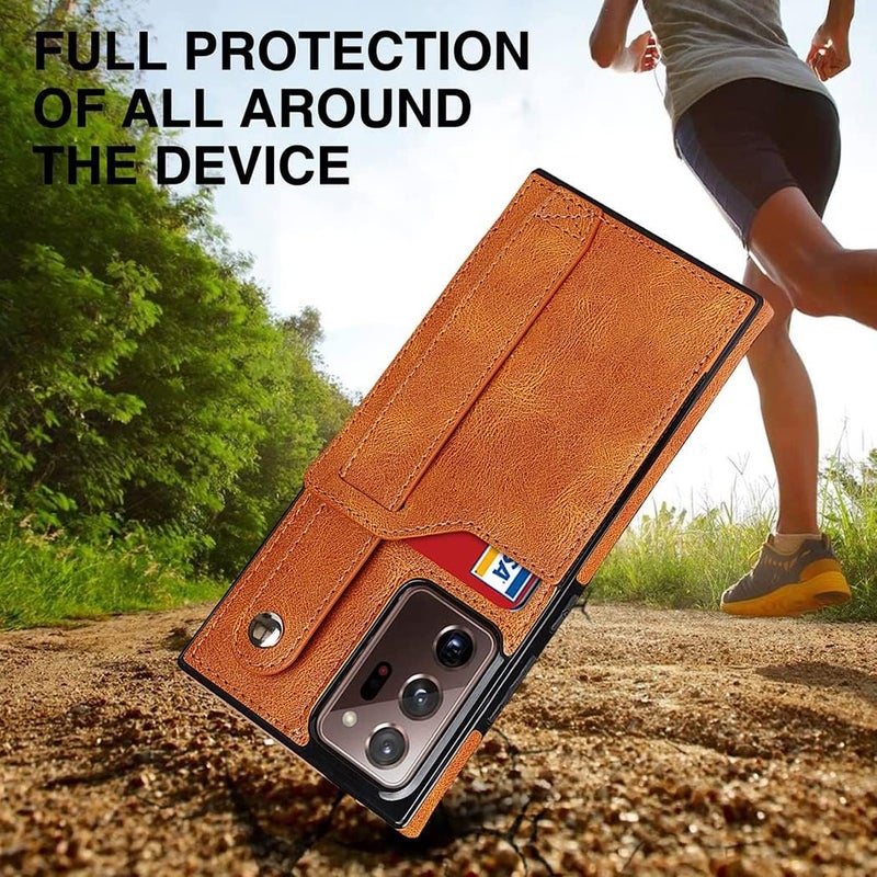 KASTWAVE Case For Samsung Note 20 Ultra Wallet Case， With Adjustable Wrist Strap Kickstand Pu Leather Credit Card Holder Hybrid Protective Cover For Samsung Galaxy Note 20 Ultra 5G 6.9"-Brown - Image 4