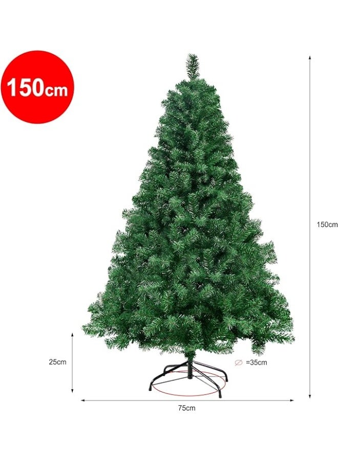 Whynot 150cm Artificial Christmas Tree with 300 Tips & Metal Stand – High-Quality PVC – Easy Assembly – Green - Image 1