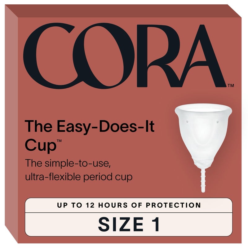Cora Menstrual Period Cup | Comfortable, Easy to Use | Soft, Medical Grade Silicone | Flexible Fit | Leak Protection, Foldable, Sustainable, Reusable Alternative to Tampons/Pads (Size 1) - Image 1