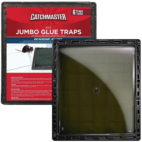 Catchmaster Jumbo Rat & Mouse Glue Traps 6Pk, Large Bulk Glue Board Rat & Mouse Traps Indoor for Home, Adhesive Plastic Tray for Snakes, Mice, & Spiders, Pest Control for House & Garage - Image 1