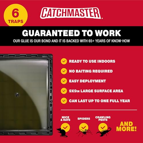 Catchmaster Jumbo Rat & Mouse Glue Traps 6Pk, Large Bulk Glue Board Rat & Mouse Traps Indoor for Home, Adhesive Plastic Tray for Snakes, Mice, & Spiders, Pest Control for House & Garage - Image 5