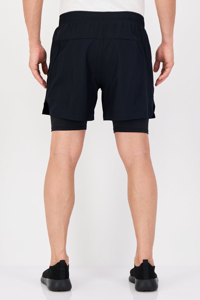 Reebok شورتات جري رياضية للرجال 2 في 1، أسود - Image 3