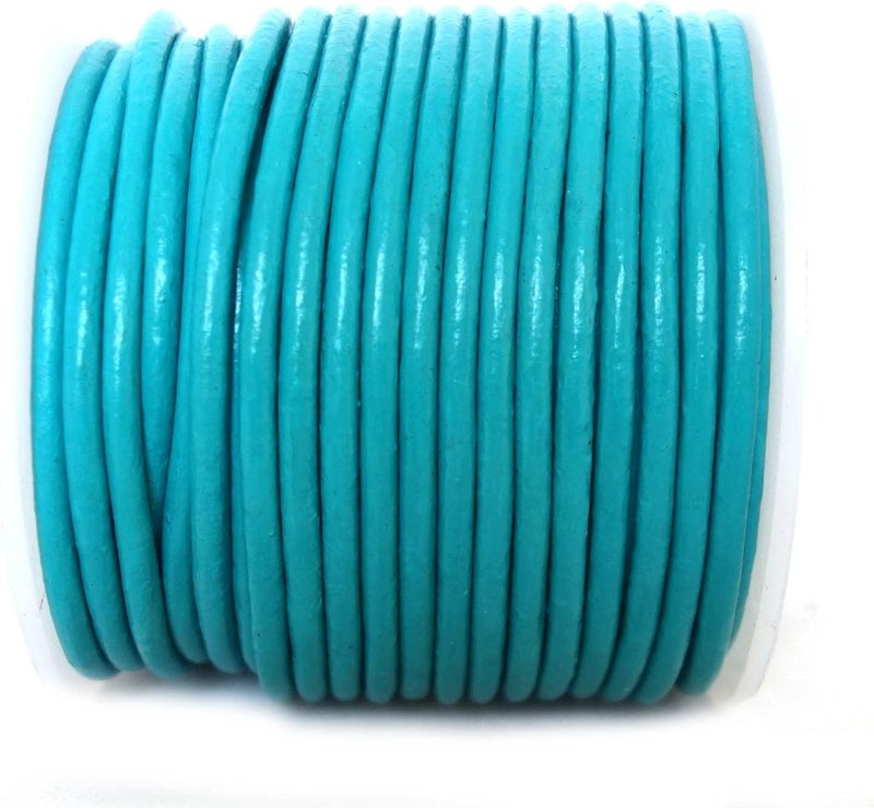 cords craft 1.5mm Round Leather Cords for Jewelry & Crafts, Bracelet, Necklaces, Beading, Jewelry Leather Cord, Genuine Leather Cording, 20 Meters (21.87 Yards) Regular Shiny (Cyan, 1.5) - Image 4