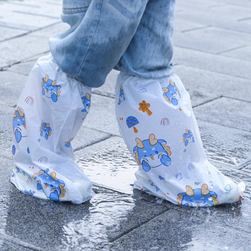 May Eileen 10-Pack Kids' Rain Shoe Covers - Waterproof, Dinosaur Pattern, 13.78Ã—11.02 in, Fits Ages 3-8, Ideal for Rainy Days & Outdoor Activities - Image 1