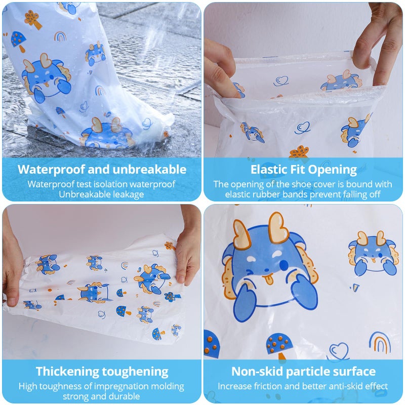 May Eileen 10-Pack Kids' Rain Shoe Covers - Waterproof, Dinosaur Pattern, 13.78Ã—11.02 in, Fits Ages 3-8, Ideal for Rainy Days & Outdoor Activities - Image 4