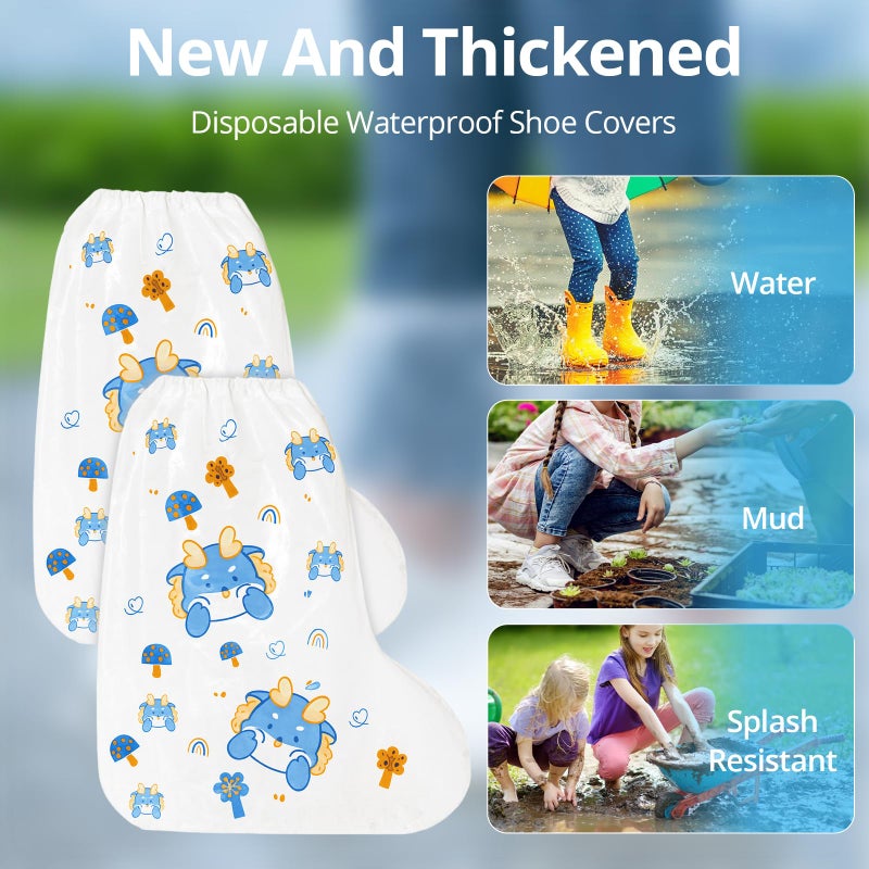 May Eileen 10-Pack Kids' Rain Shoe Covers - Waterproof, Dinosaur Pattern, 13.78Ã—11.02 in, Fits Ages 3-8, Ideal for Rainy Days & Outdoor Activities - Image 3