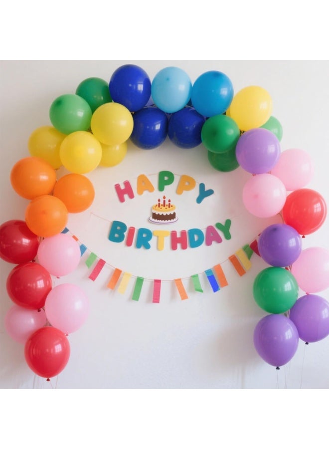 Lukadah Pack of 50 Rainbow Balloons, Multicolor Balloons in Fruit Green Slate Blue Matt Orange Hot Pink and Yellow Balloon, for Birthday Baby Shower Wedding Summer Topic DIY Balloon Decoration Party Decorations - Image 5