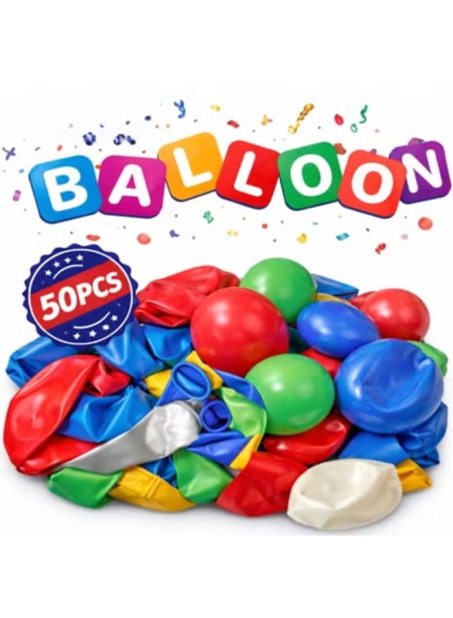 Lukadah Pack of 50 Rainbow Balloons, Multicolor Balloons in Fruit Green Slate Blue Matt Orange Hot Pink and Yellow Balloon, for Birthday Baby Shower Wedding Summer Topic DIY Balloon Decoration Party Decorations - Image 2