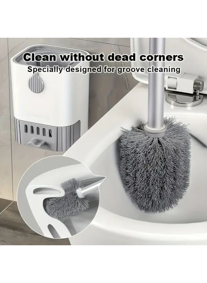 White Toilet Brush With Ergonomic Handle Durable Plastic Bathroom Cleaning Tool Wall Mounted Design For Modern Nordic Style Bathrooms No Dead Corners Easy To Clean For Home And Commercial Use Toilet Brush Holder Minimalist Bathroom Accessory Sleek Handle Design Smooth Finish - Image 1