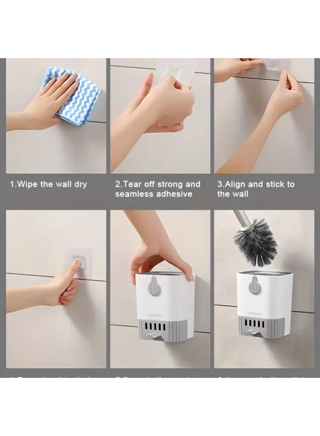 White Toilet Brush With Ergonomic Handle Durable Plastic Bathroom Cleaning Tool Wall Mounted Design For Modern Nordic Style Bathrooms No Dead Corners Easy To Clean For Home And Commercial Use Toilet Brush Holder Minimalist Bathroom Accessory Sleek Handle Design Smooth Finish - Image 4