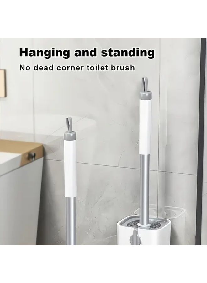 White Toilet Brush With Ergonomic Handle Durable Plastic Bathroom Cleaning Tool Wall Mounted Design For Modern Nordic Style Bathrooms No Dead Corners Easy To Clean For Home And Commercial Use Toilet Brush Holder Minimalist Bathroom Accessory Sleek Handle Design Smooth Finish - Image 2