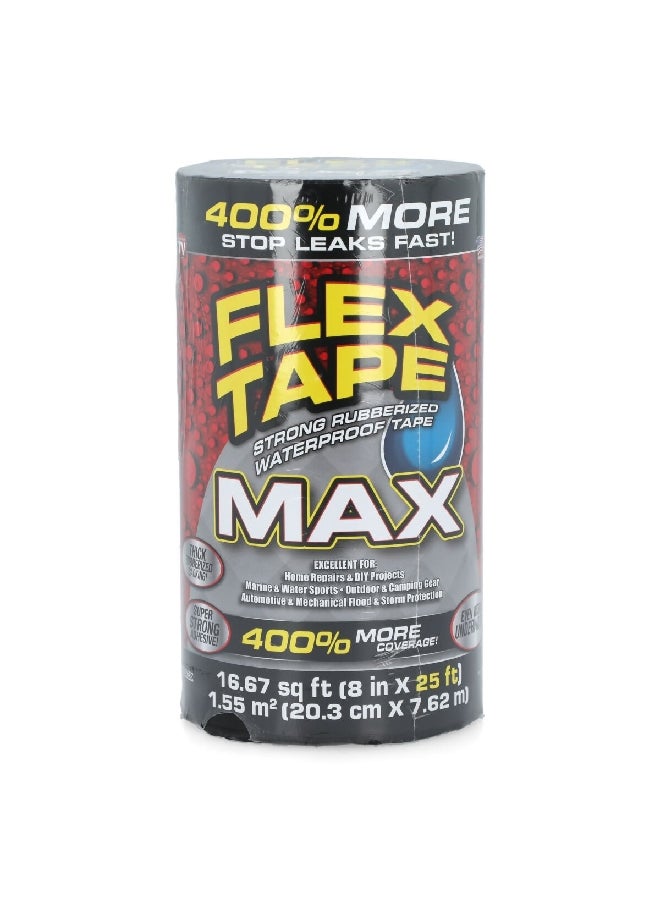 Flex Seal - Strong Rubberized Waterproof Heavy-Duty Tape Max Black 8 Inch x 25 ft - Image 1