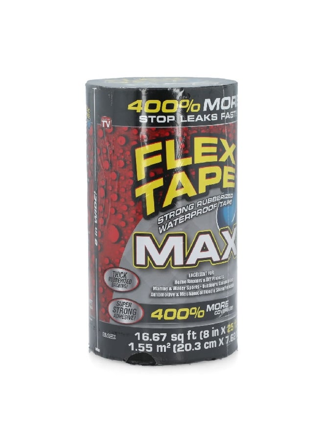 Flex Seal - Strong Rubberized Waterproof Heavy-Duty Tape Max Black 8 Inch x 25 ft - Image 1