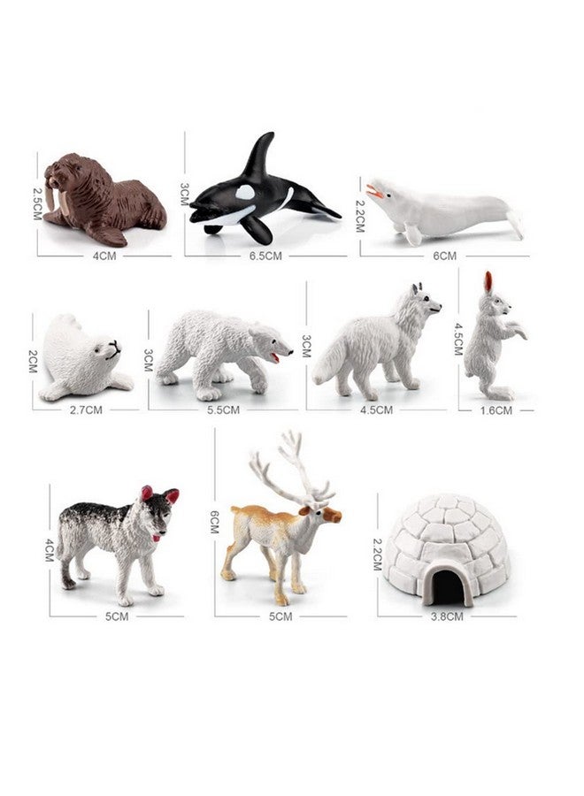 OUKEYI 10PCS Realistic Polar Animals Figurines - Mini Arctic Animals Toys Set - 1-2 Inch Plastic Tundra Deer, Bear, Fox Kids Diorama Birthday Gift - Image 3