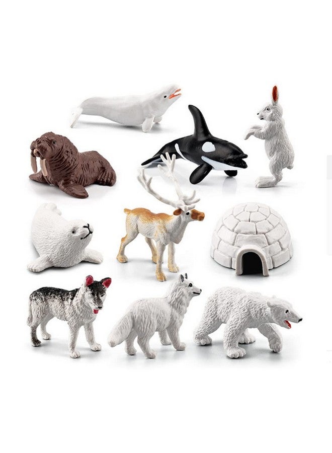 OUKEYI 10PCS Realistic Polar Animals Figurines - Mini Arctic Animals Toys Set - 1-2 Inch Plastic Tundra Deer, Bear, Fox Kids Diorama Birthday Gift - Image 4