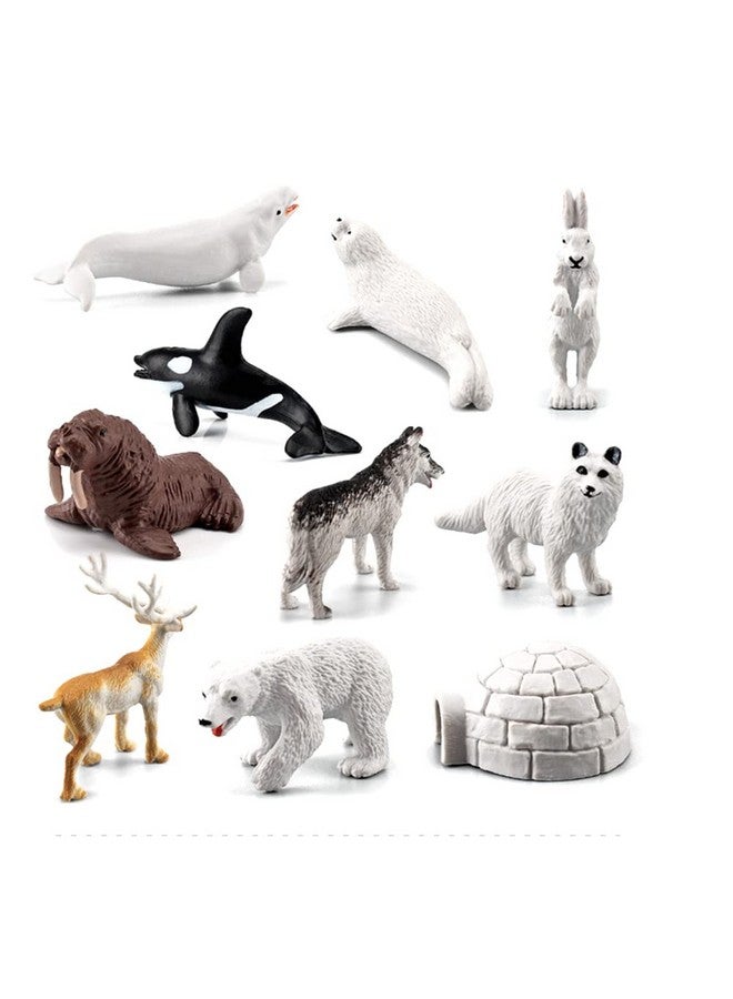 OUKEYI 10PCS Realistic Polar Animals Figurines - Mini Arctic Animals Toys Set - 1-2 Inch Plastic Tundra Deer, Bear, Fox Kids Diorama Birthday Gift - Image 1