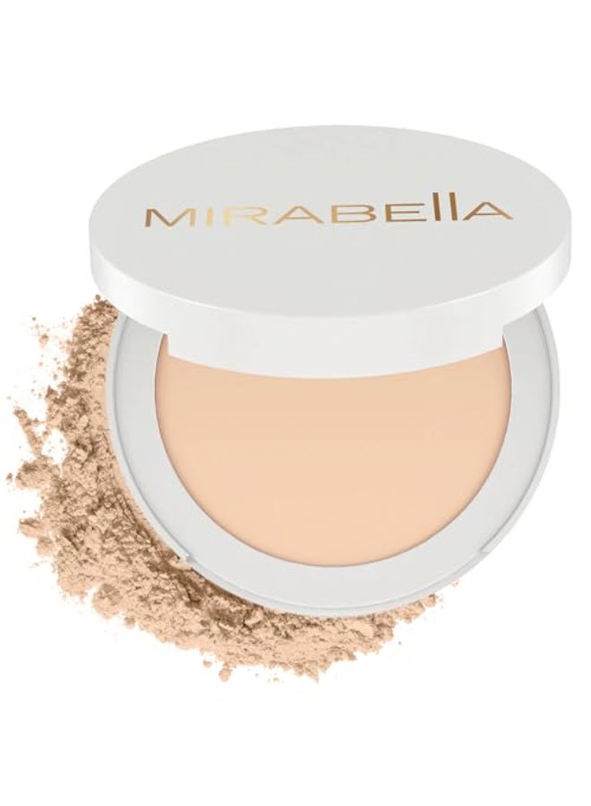 MIRABELLA Invincible for All Pure Press Foundation HDFinish Pressed Powder Buildable Mineral Pressed Powder Compact with Jojoba Triglyceride AgeDefying Makeup for All Skin Types Fair F5 - Image 1