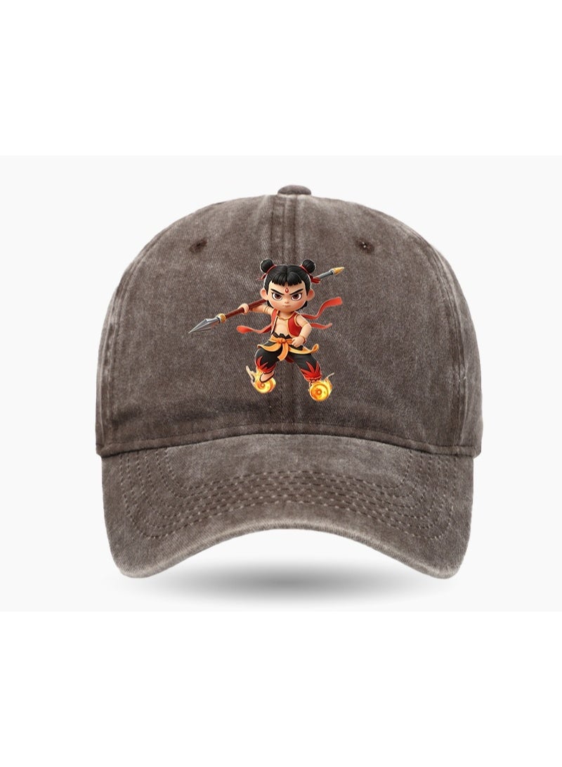 KUYING Nezha Printed Washed Cotton Baseball Cap 
