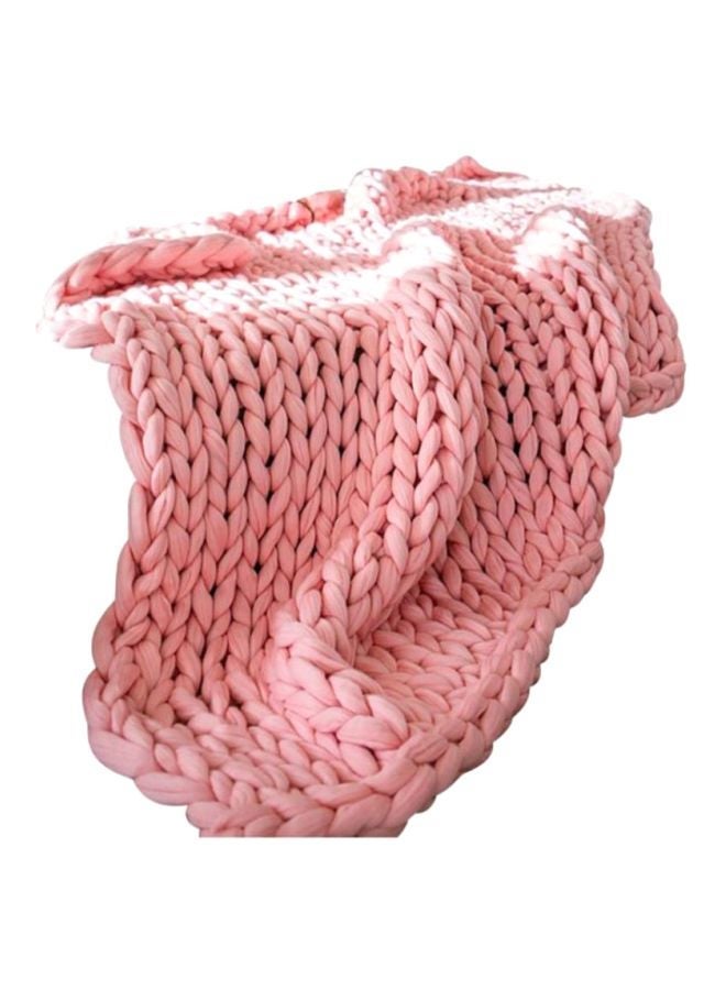 NIBEMINENT Knitted Blanket Polyester Pink 60 x 60centimeter