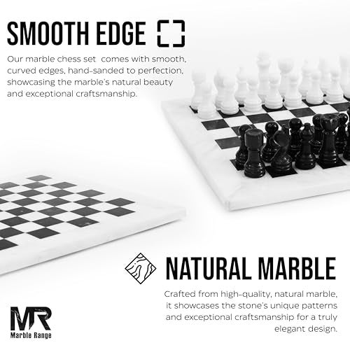 MARBLE RANGE Marble Chess Set for Adults 10" Handmade Coral & Dark Brown Board Game with 32 Chess Pieces, 2 Extra Queens & Storage Box, Luxury Travel Game, Elegant Gift for Home Decor - Image 4
