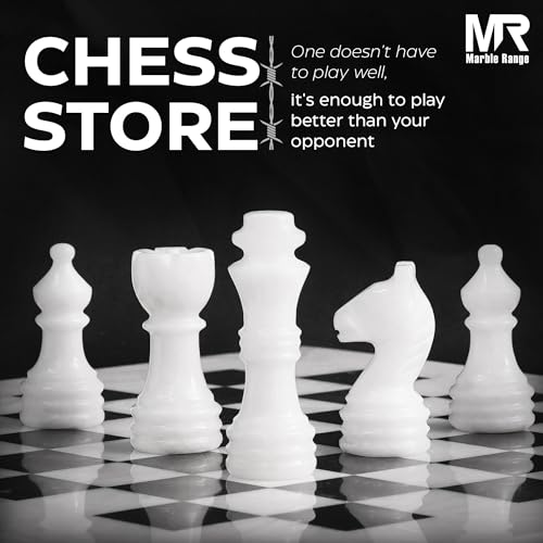 MARBLE RANGE Marble Chess Set for Adults 10" Handmade Coral & Dark Brown Board Game with 32 Chess Pieces, 2 Extra Queens & Storage Box, Luxury Travel Game, Elegant Gift for Home Decor - Image 3