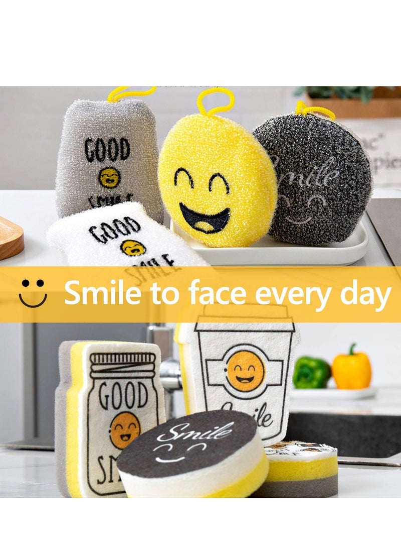 Excefore 8 Pack Scrub Sponges Efficient and Long Lasting for Non Scratch Kitchen Cleaning Multi Purpose Microfiber Dishwashing Sponge for Dishes - Image 2