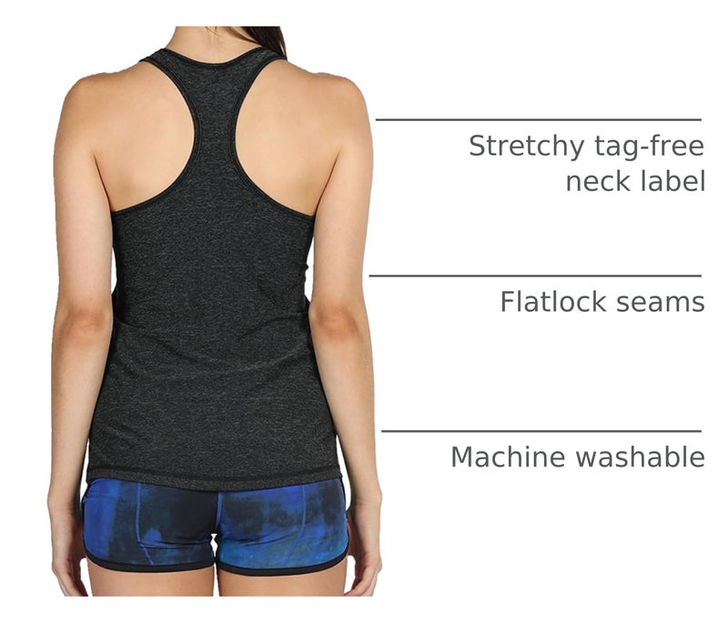 icyzone Workout Tank Tops for Women - Racerback Athletic Yoga Tops, Running Exercise Gym Shirts(Pack of 3)(L, Black/Granite/Green) - Image 4