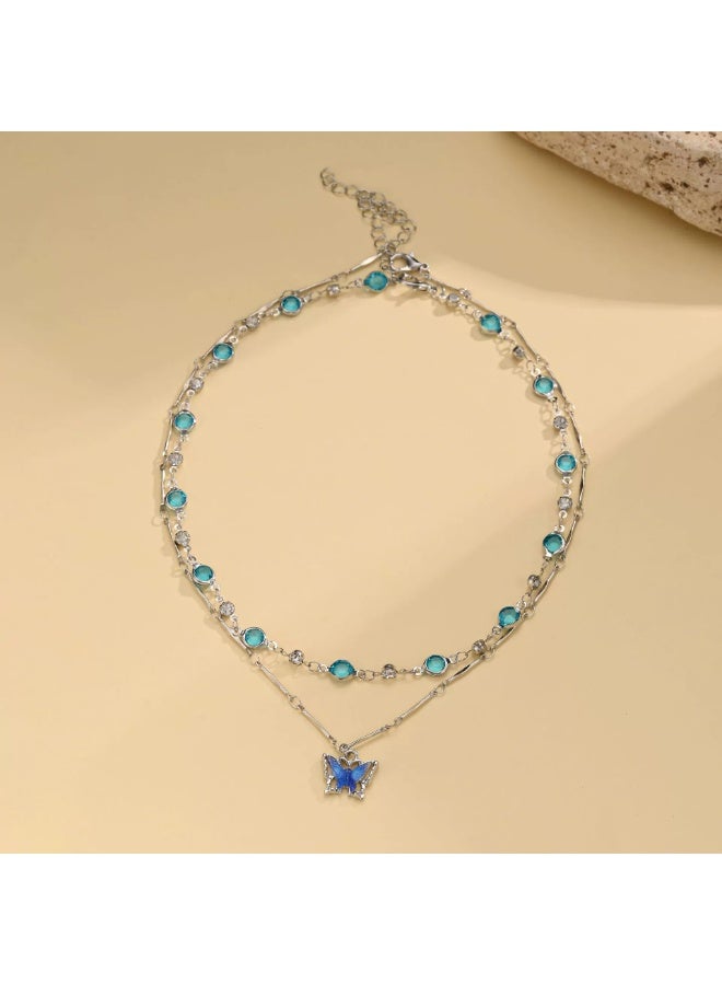 Goolsky Double-Layer Butterfly Necklace – Summer Trendy Jewelry, Double-Layer Butterfly Design, Beach/Summer/Daily Wear, Feminine - Image 2
