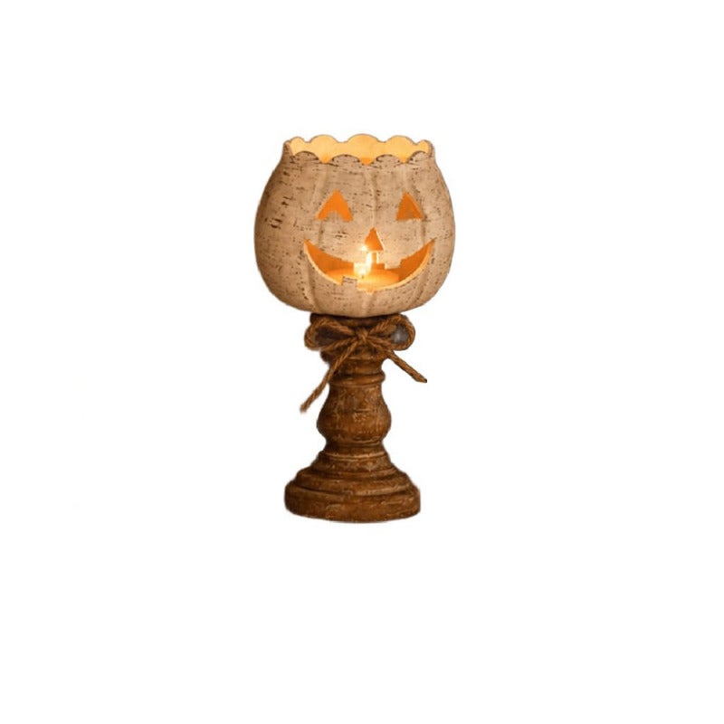 Rustic Pumpkin Tealight Holder Tiered Set of 3 - Distressed White Farmhouse Fall Centerpiece for Halloween Thanksgiving Table Decor - Image 1