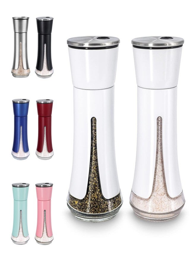 Aelga White Salt and Pepper Shakers by Aelga, Salt Shaker with Adjustable Pour Holes, White Kitchen Accessories, Decor for Kitchen,Restaurants,Camp,BBQ - Image 1