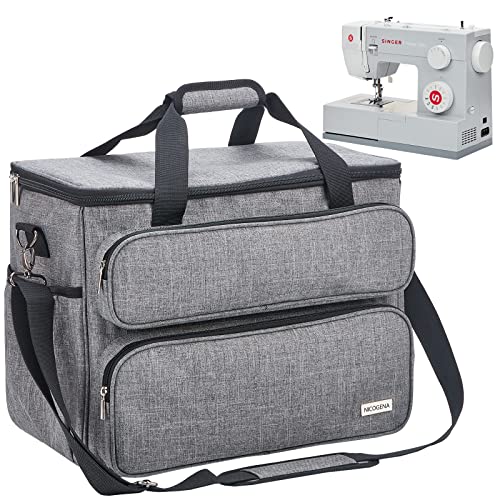 NICOGENA Sewing Machine Carrying Case, Universal Travel Tote Bag with Shoulder Strap for Singer, Brother, Janome and Accessories, Grey - Image 1