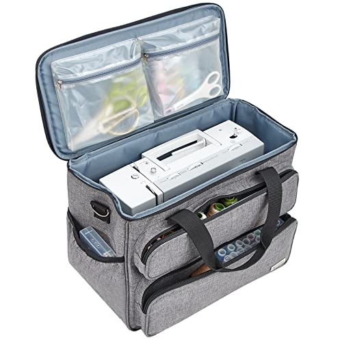 NICOGENA Sewing Machine Carrying Case, Universal Travel Tote Bag with Shoulder Strap for Singer, Brother, Janome and Accessories, Grey - Image 2