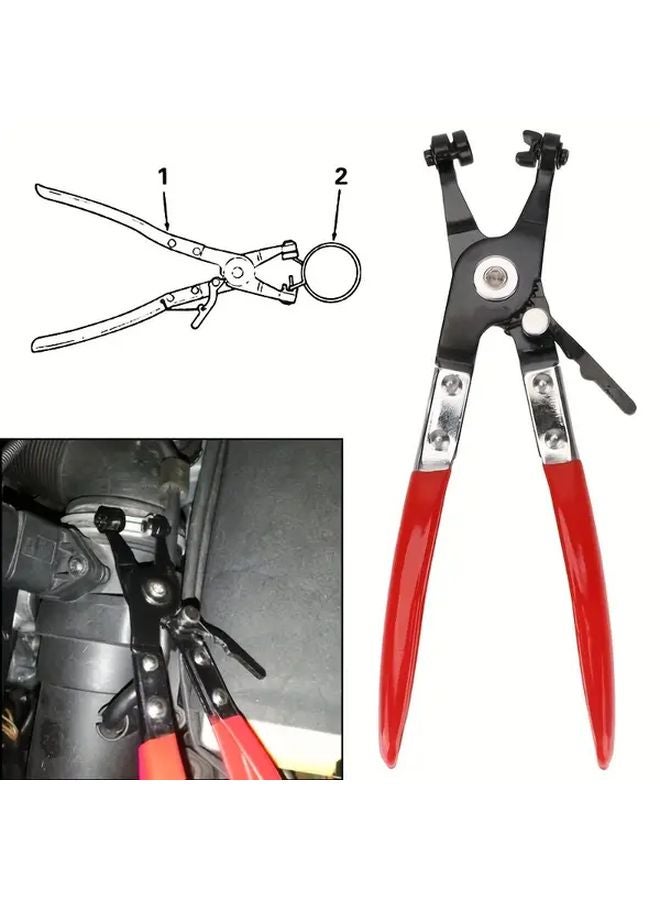 Red Heavy Duty Hose Clamp Pliers Adjustable Jaw Tool For Automotive Plumbing Radiator - Image 1